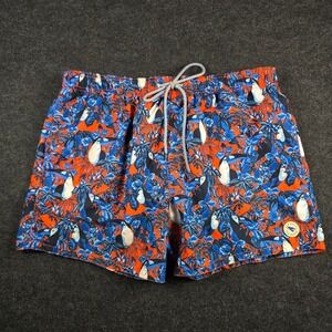 Ted Baker Men's Orange Blue Toucan Print Swim Trunks Drawstring Size XL [6]